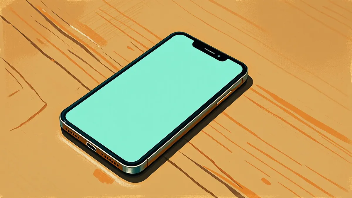 Illustration: A smartphone rests on a wooden surface with its screen displaying a message interface.
